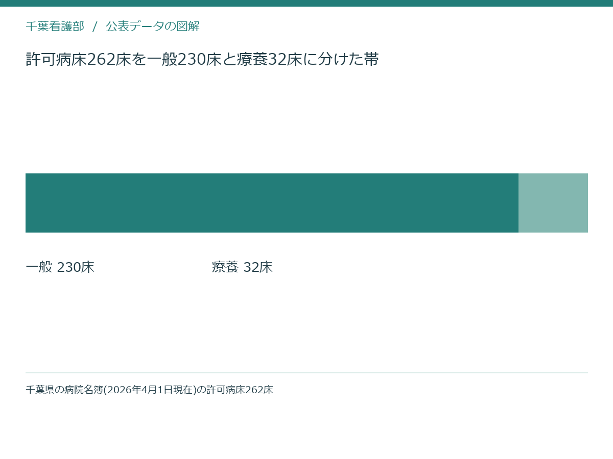 許可病床262床を一般230床と療養32床に分けた帯