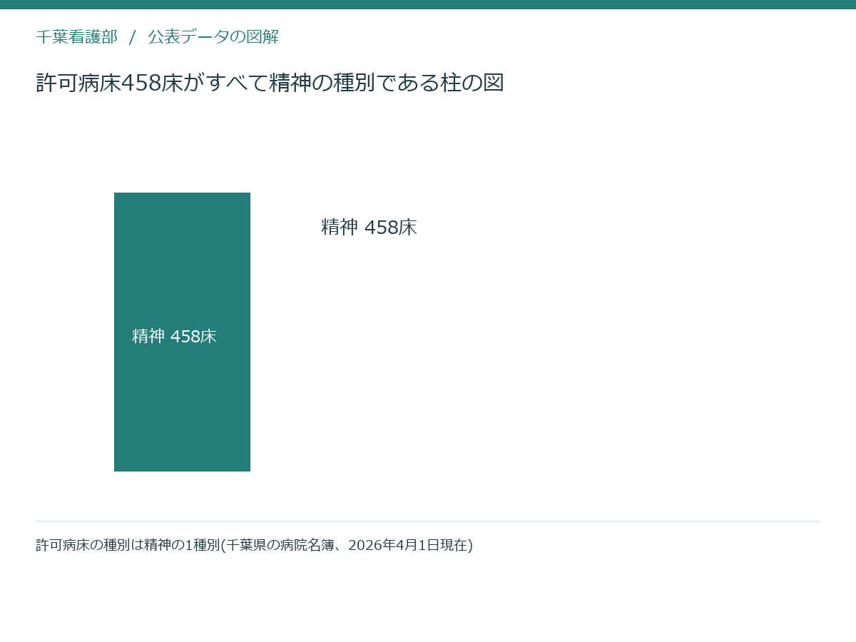 許可病床458床がすべて精神の種別である柱の図