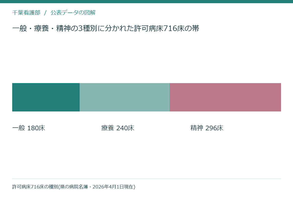 一般・療養・精神の3種別に分かれた許可病床716床の帯