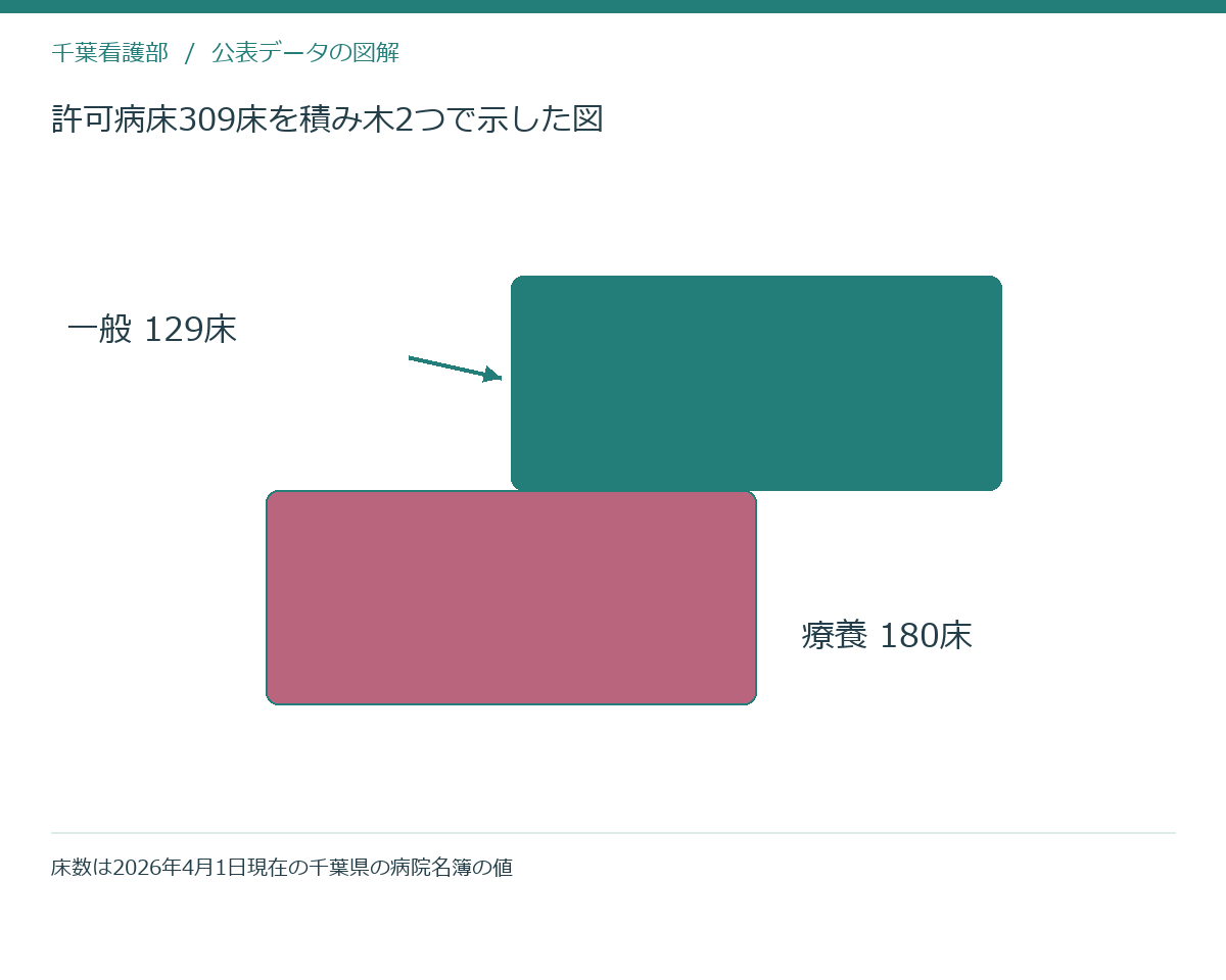 許可病床309床を積み木2つで示した図