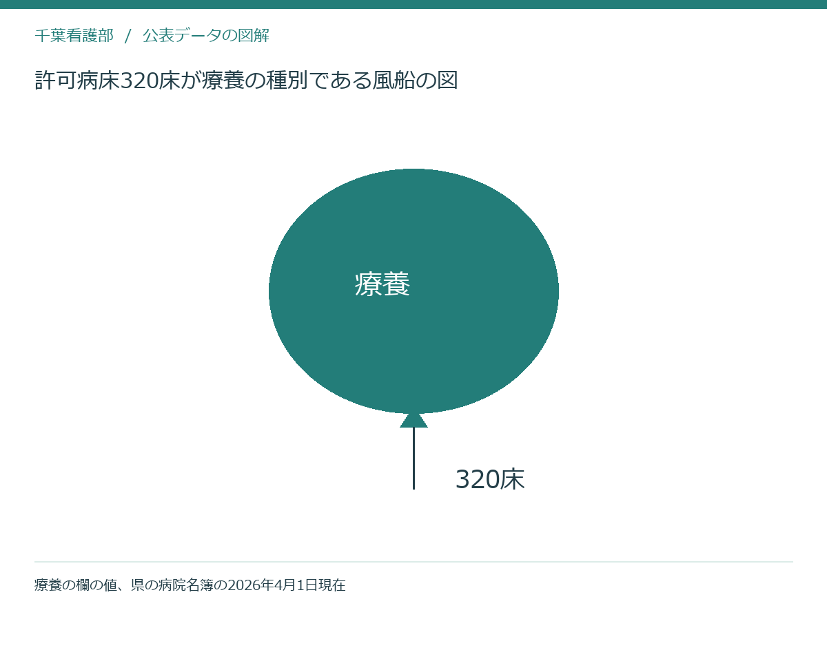 許可病床320床が療養の種別である風船の図