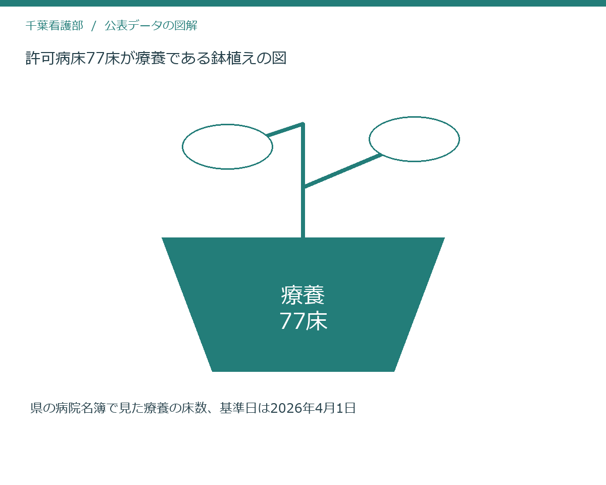 許可病床77床が療養である鉢植えの図